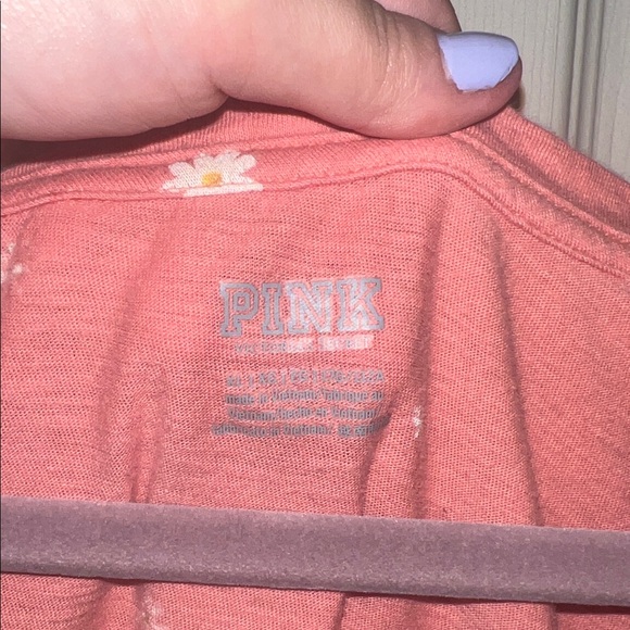 PINK Victoria's Secret Coral Floral Short Sleeve Tee - Picture 2 of 3